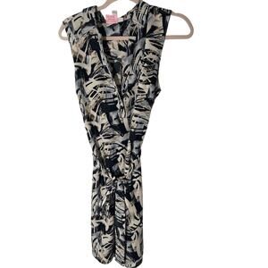 Dana Buchman Tribal Print Front Button Up Novelty Cocktail Dress Coastal Preppy